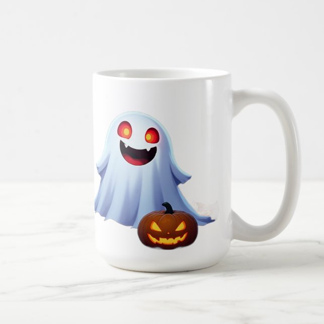Freundlicher Geist unter Jack O Lanterns Halloween Kaffeetasse (Rechts)