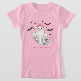 Freundlicher Girl Ghost mit Fledermäusen T-Shirt