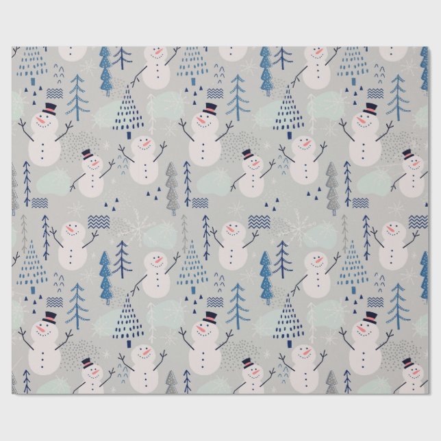 Freundlicher kleiner Schneemann Geschenkpapier (Flach)