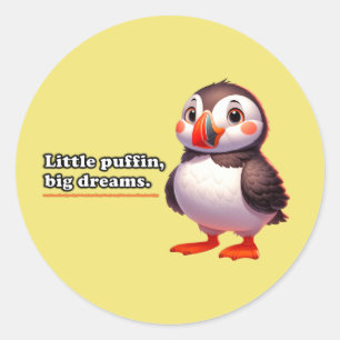 Freundlicher lächelnder Papageientaucher "Little P Runder Aufkleber
