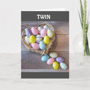 FREUNDLICHER OSTSEL/FRÜHJAHR ***TWIN*** OSTERKARTE FEIERTAGSKARTE