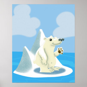 Freundlicher Polar-Bär auf einem Iceberg-Poster Poster
