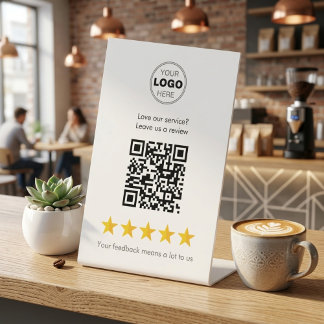 Freundlicher QR-Code zur Bewertung eines kleinen G Sockelschild