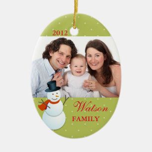 Freundlicher Schneemann Nordpol Grün Weihnachtsfes Keramik Ornament