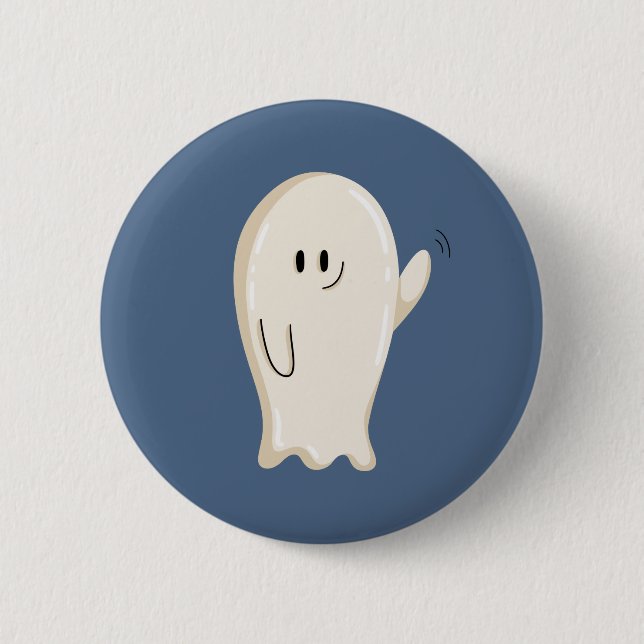 Freundlicher winkender Geist Button (Vorderseite)