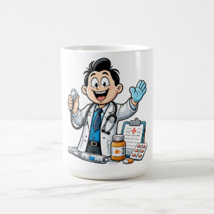 Freundliches Arzt-Maskottchen Medizinisches Cartoo Kaffeetasse