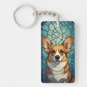 Freundliches Corgi-Porträt Schlüsselanhänger