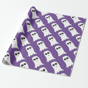 Freundliches Ghost mit lila Hintergrund Geschenkpapier