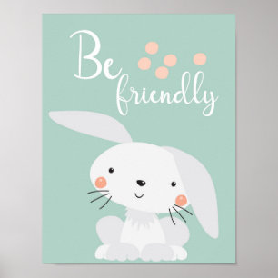 Freundliches Hasen-Nursery-Poster Poster