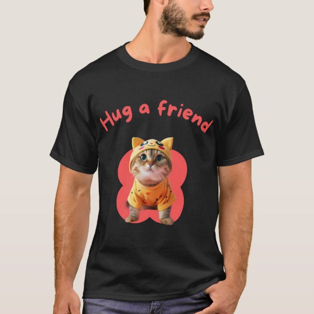 Freundliches Katzendesign-Shirt T-Shirt (Vorderseite)