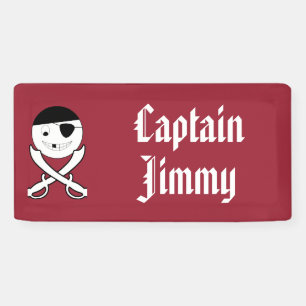 Freundliches Lächeln Pirate mit Crossed Schwerter  Banner