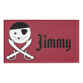 Freundliches Lächeln Pirate mit Crossed Schwerter  Namenschild