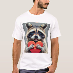 Freundliches Raccoon mit Herz T-Shirt