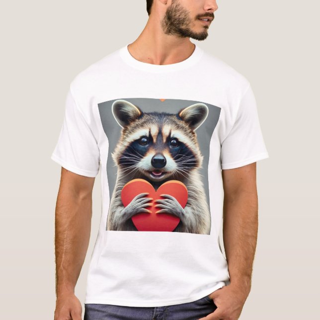 Freundliches Raccoon mit Herz T-Shirt (Vorderseite)