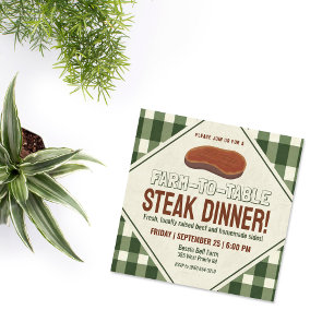 Freundliches Steak-Dinner vom Bauernhof zum Tisch Einladung