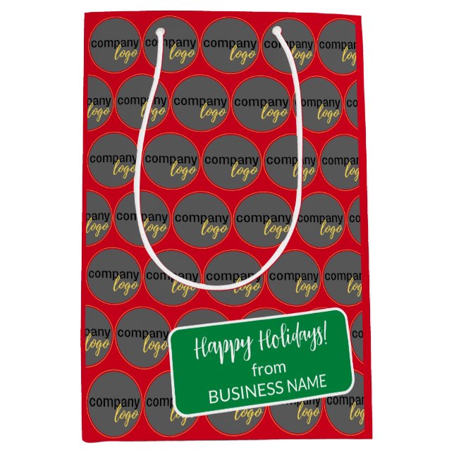 FREUNDLICHES URLAUB ROTES GRÜNES GESCHÄFTSLOGO BRA MITTLERE GESCHENKTÜTE (Vorderseite)