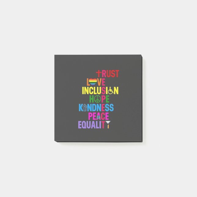 Freundlichkeit Frieden Gleichstellung Liebe Inklus Post-it Klebezettel (Vorderseite)