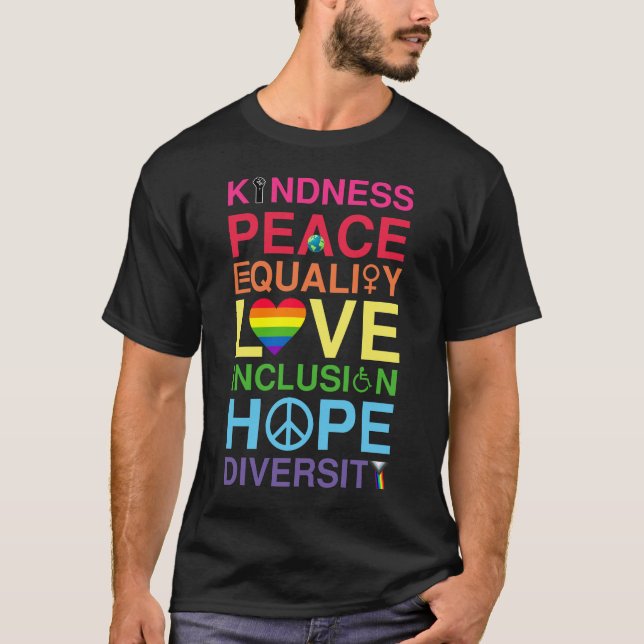 Freundlichkeit Frieden Gleichstellung Liebe Inklus T-Shirt (Vorderseite)
