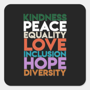 Freundlichkeit Frieden Unterstützung Erde Weltfrie Quadratischer Aufkleber
