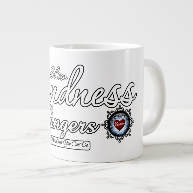 Freundlichkeit gegenüber Fremden zeigen Jumbo-Tasse (Vorderseite Rechts)