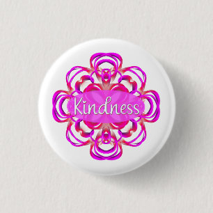 Freundlichkeit in Rosa Mandala Button