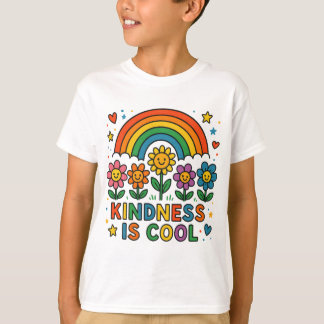 Freundlichkeit ist cool – Regenbogen und Blumen Po T-Shirt