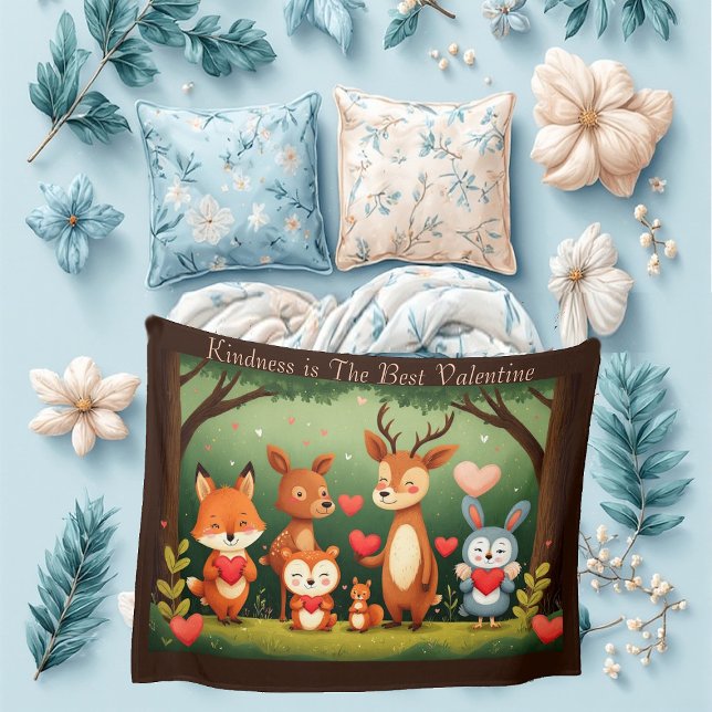 Freundlichkeit ist das beste Valentins-Waldtiere-N Fleecedecke (Kindness Best Valentine Woodland Animals Nursery Fleece Blanket)
