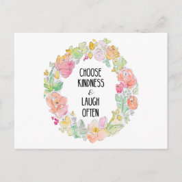 Freundlichkeit und Lachen Inspiration und Blumenpo Postkarte