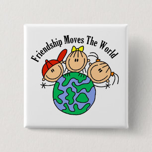 Freundschaft bewegt die Welt T-Shirts und Geschenk Button