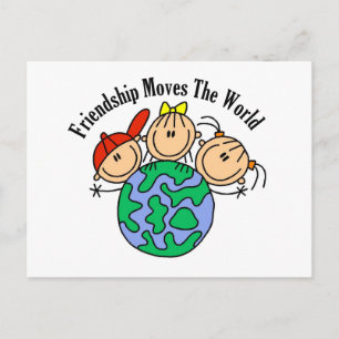 Freundschaft bewegt die Welt T-Shirts und Geschenk Postkarte
