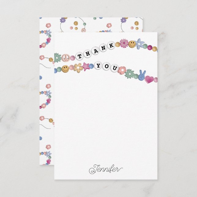 Freundschaft Bracelet Girl Juwelier Kinder Persona Dankeskarte (Vorne/Hinten)