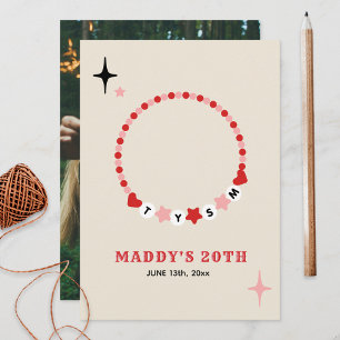 Freundschaft Bracelet Red Pink Vielen Dank für Ihr Dankeskarte