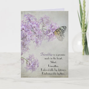 Freundschaft Butterfly auf Lila Lilac Blossom Karte