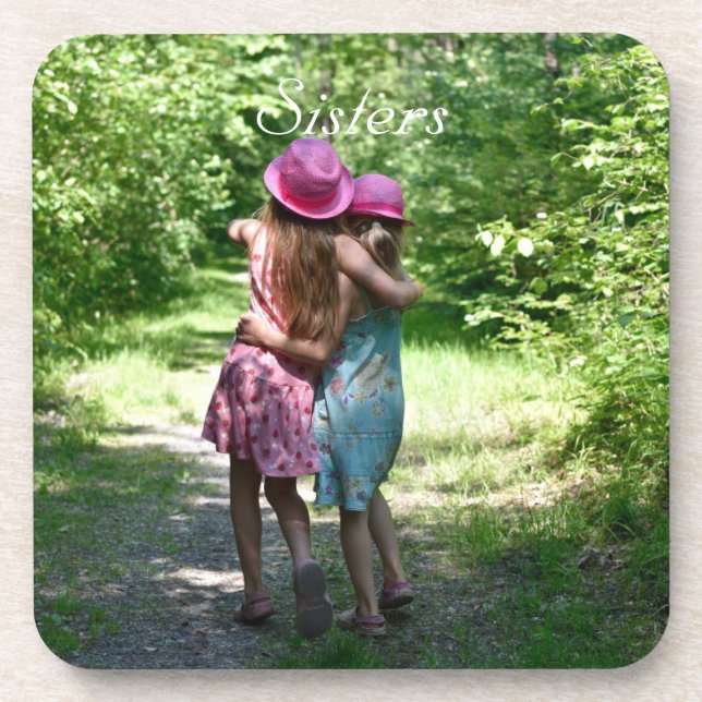 Freundschaft der Schwestern im rustikalen Frühling Untersetzer (Vorderseite)