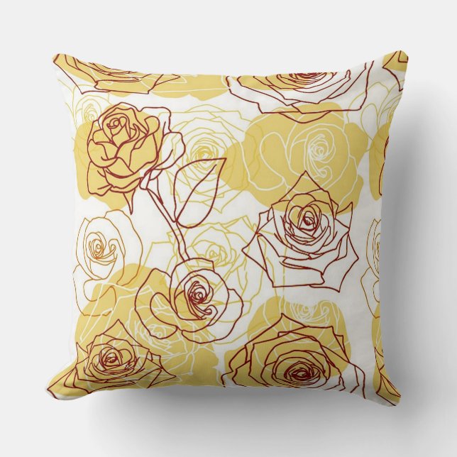 Freundschaft & Frey Yellow Roses Throw Kissen (Vorderseite)