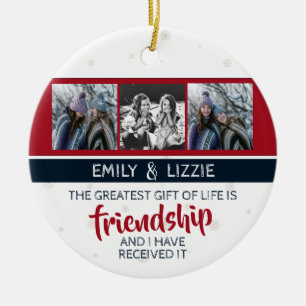 Freundschaft inspirierendes Zitat mit Namen und Fo Keramik Ornament