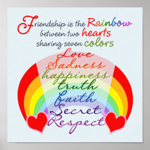 Freundschaft ist das Regenbogendesign-Sprichwort d Poster