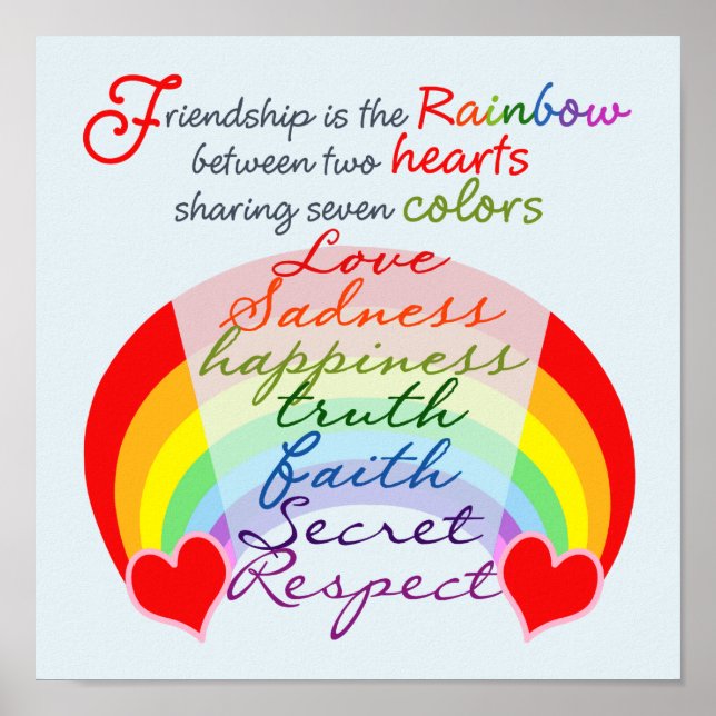 Freundschaft ist das Regenbogendesign-Sprichwort d Poster (Vorne)