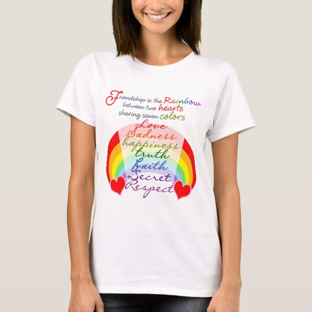 Freundschaft ist das Regenbogendesign-Sprichwort d T-Shirt (Vorderseite)
