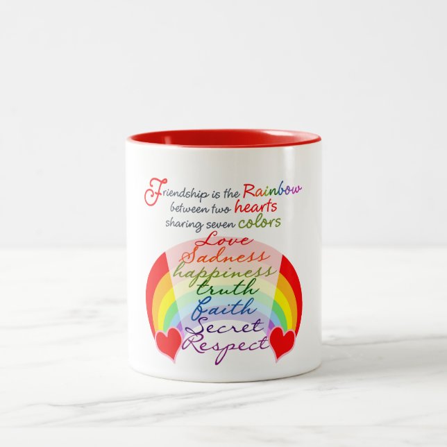 Freundschaft ist der Regenbogen BESTE FREUNDIN Zweifarbige Tasse (Mittel)