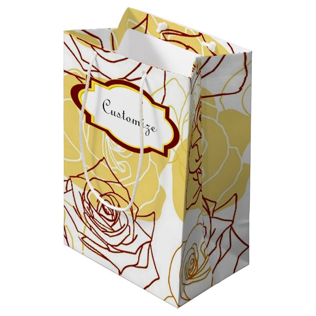 Freundschaft & Joy Yellow Roses Geschenktasche Mittlere Geschenktüte (Vorderseite Schrägansicht)