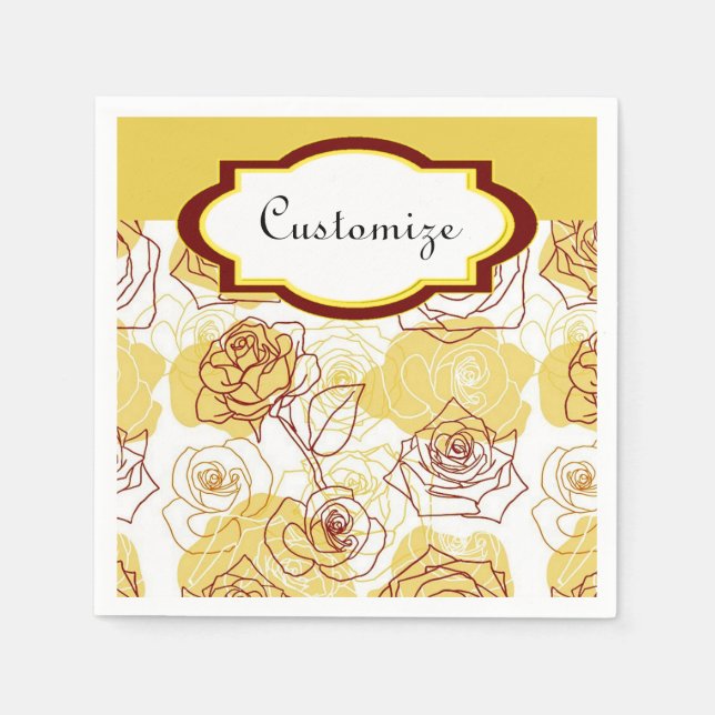 Freundschaft & Joy Yellow Roses Napkins Serviette (Vorderseite)