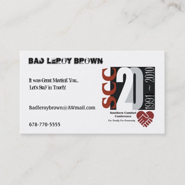 Freundschaft kardiert SCC-Jahrestags-Logo Visitenkarte (Vorderseite)