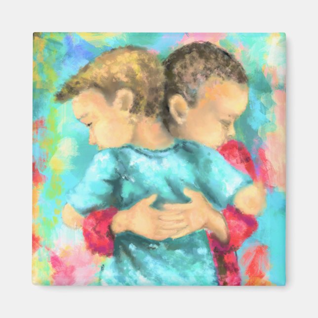 Freundschaft - Kindesdrücke - Liebe des Friedens - Magnet (Vorne)
