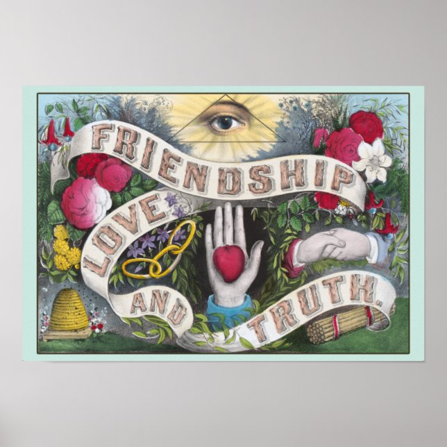 Freundschaft, Liebe, Wahrheit Vintag Poster (Vorne)