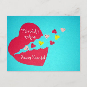 Freundschaft macht Happy Hearts! Postkarte