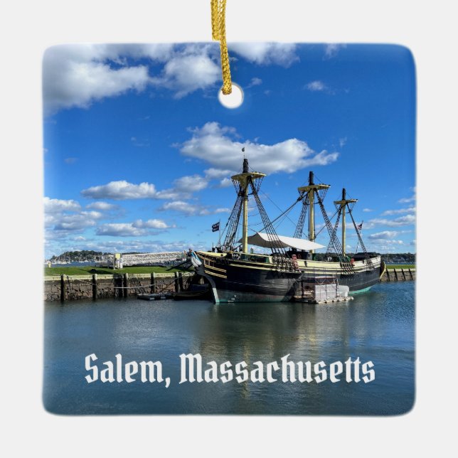 Freundschaft mit Salem Schiff in Salem Massachuset Keramikornament (Vorderseite)