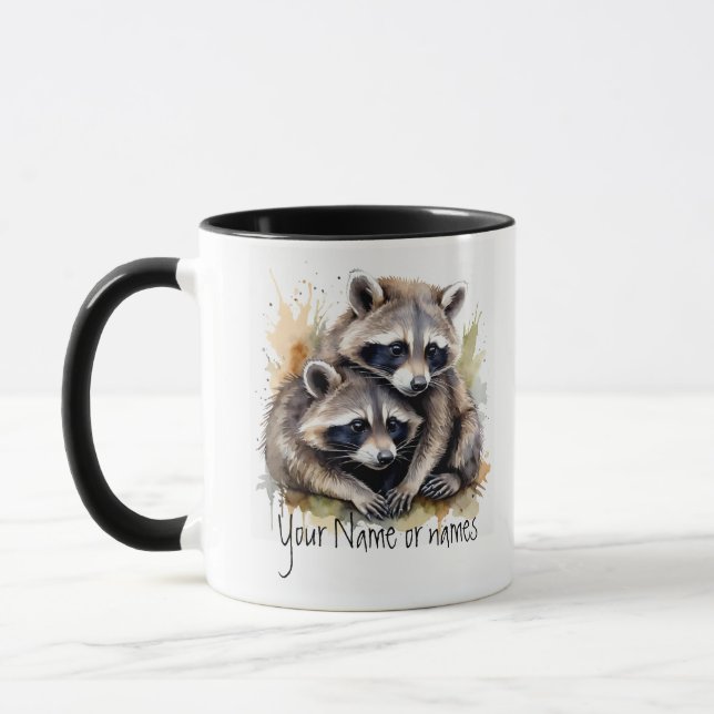 Freundschaft oder Romantischer Name Raccoons Tasse (Links)
