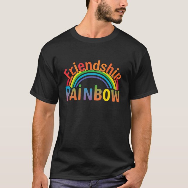 Freundschaft Regenbogen Retro-Typografie  T-Shirt (Vorderseite)