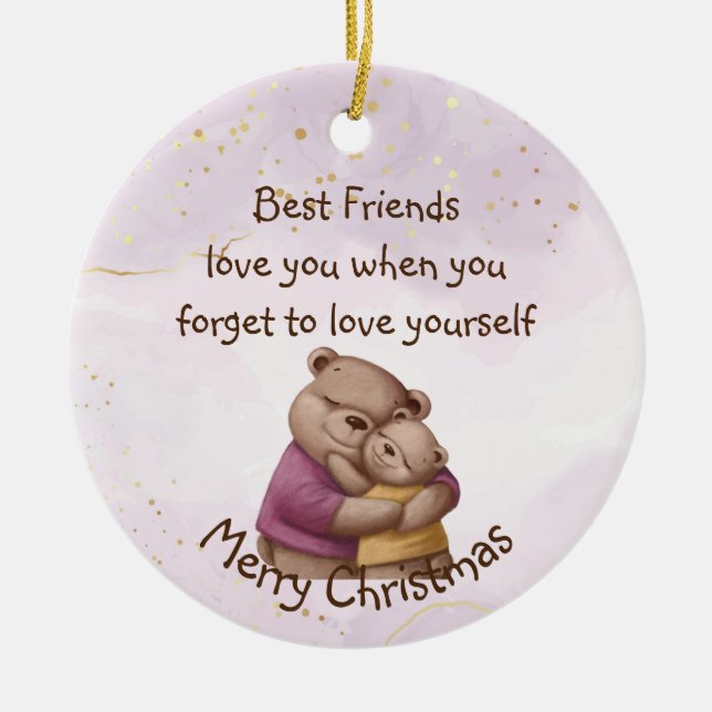 Freundschaft Teddy Bären Liebe Sie Inspiration Keramik Ornament (Vorne)